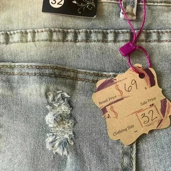 LAIERNA distressed embellished high rise skinny jeans women’s size 31 - Picture 12 of 14